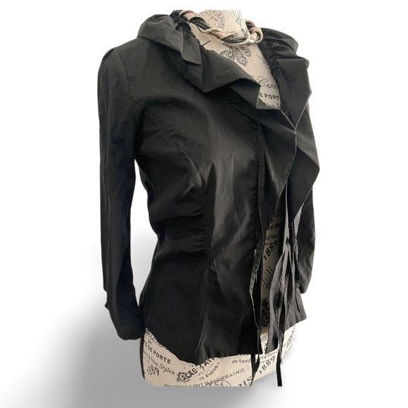 Y2K Bai Amour Black Ruffle Collar Open Cardigan Size Small - Picture 5 of 8